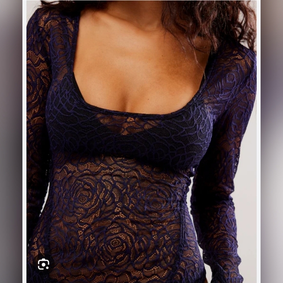 Free People in my head Navy Coat lace body suit size S NWT - Picture 6 of 8
